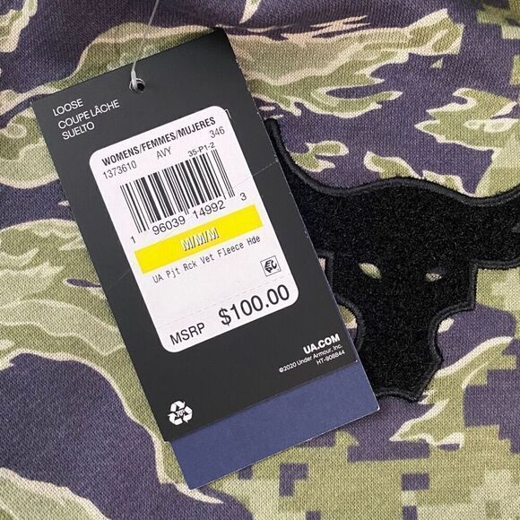 Under Armour Project Rock Womens Veterans Day Fleece Loose Fit Hoodie size M New - Picture 11 of 12